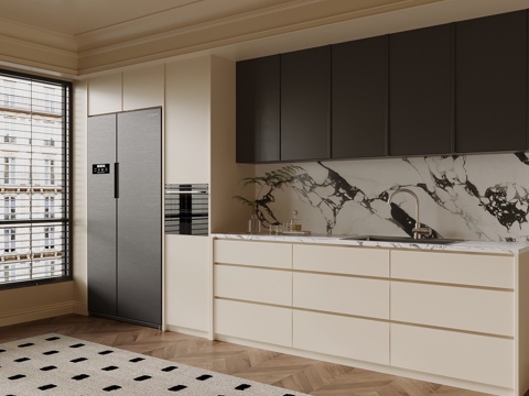 中古风酒柜 餐边柜su模型