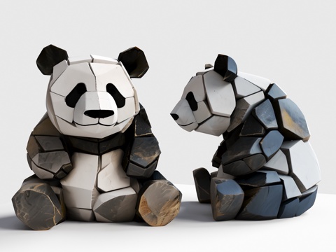 熊猫雕塑 动物雕塑 景观雕塑 公园雕塑 熊猫艺术雕塑 动物狗su模型