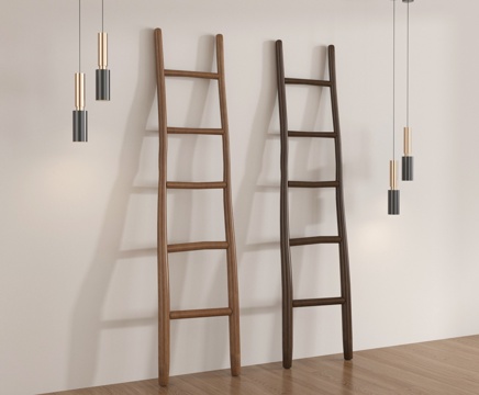 现代工具 梯子 爬梯 木梯su模型