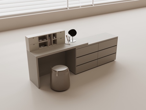 梳妆台 化妆品 镜子 凳子 首饰su模型