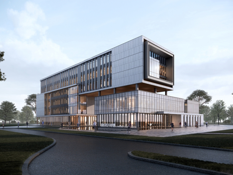 现代社区活动中心建筑 社区服务中心 办公建筑su模型