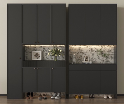 法式玄关柜 入户鞋柜 高柜su模型