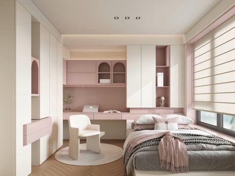  现代榻榻米卧室3d模型 