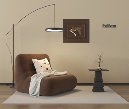 中古风单人沙发 懒人沙发 休闲沙发 落地灯 边几su模型