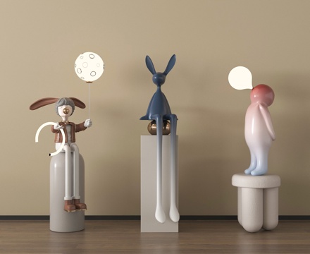 现代雕塑摆件 兔子雕塑su模型