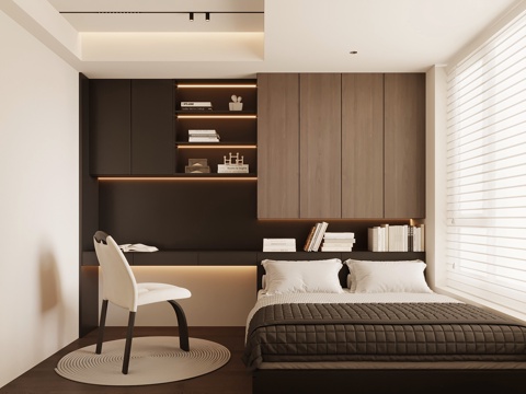 现代意式榻榻米卧室su模型