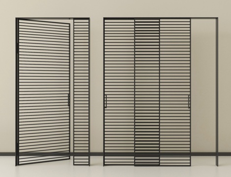 现代推拉门 百叶推拉门su模型