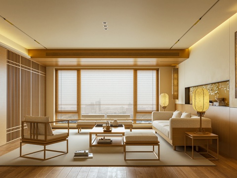 客厅 沙发 茶几 摆件 条凳3d模型