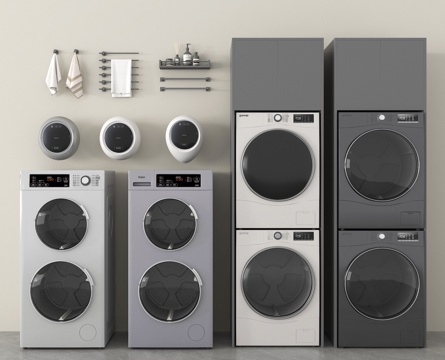  现代洗衣机 洗衣机 烘干机 壁挂式洗衣机 卫浴小件3d模型 