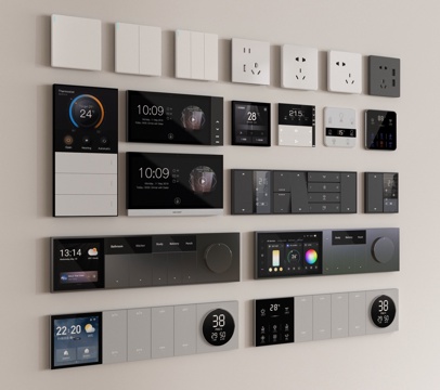 现代开关插座 智能控制面板su模型