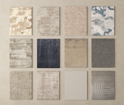 现代地毯 方形地毯 客厅地毯 酒店地毯 地毯组合su模型