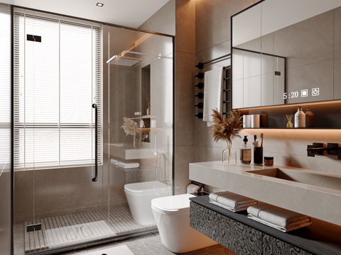  现代意式卫生间 卫浴柜 卫浴用品 卫浴小件 卫浴镜 马桶3d模型 