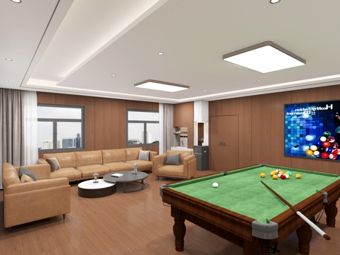  台球室 台球桌 台球室沙发  台球3d模型 