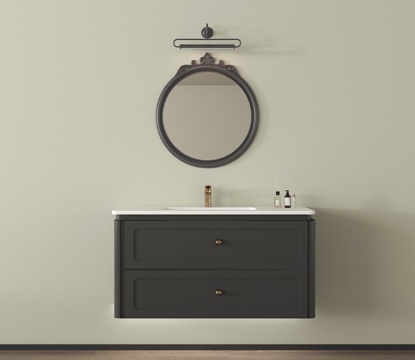 法式浴室柜 悬空浴室柜 镜子su模型