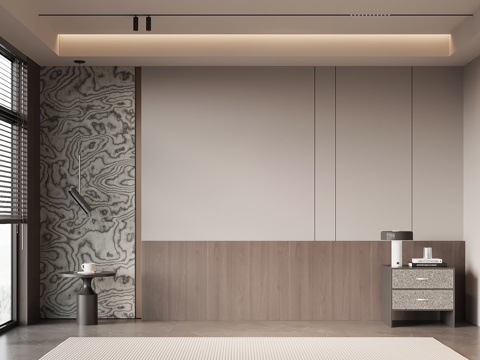 现代意式电视背景墙 卧室su模型