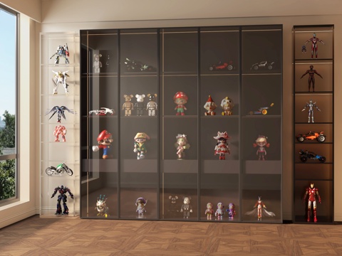 手办柜 装饰柜 乐高柜 手办 高达 玩偶su模型