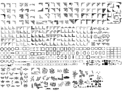 欧式新中式 花角线角花边框线波打线 花纹纹样 CAD整合cad施工图