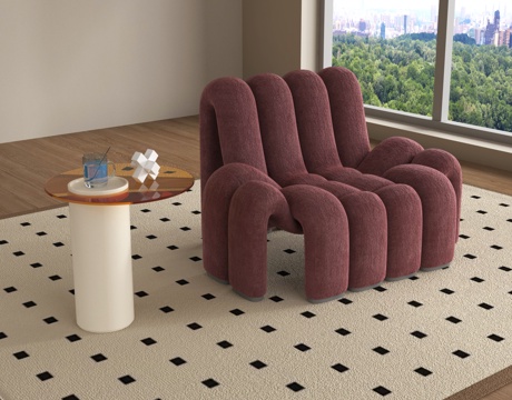 现代单人沙发 休闲沙发 边几su模型