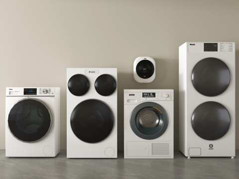 现代洗衣机 洗烘一体机 壁挂式洗衣机su模型