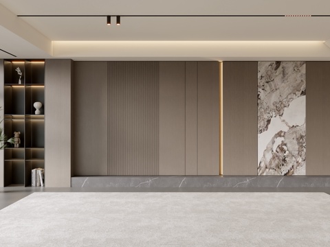 意式客厅 现代客厅 沙发背景墙 沙发背景su模型