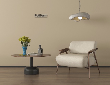 中古奶油风沙发 休闲沙发 吊灯 边几 摆件su模型