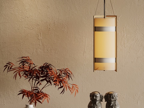 新中式吊灯 摆件 花瓶su模型