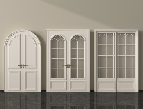 法式双开门 拱形门 玻璃门 阳台门 厨卫门su模型