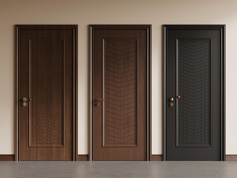 中古风室内门 单开门su模型