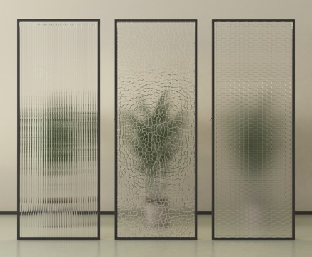 现代玻璃隔断 玻璃屏风隔断 玻璃砖隔断su模型