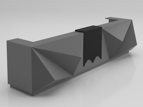  现代办公室 办公前台 接待前台 招待台 灰色烤漆前台灰底图3d模型 