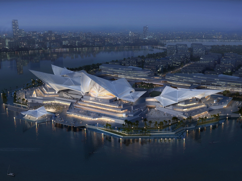 现代社区活动中心建筑 社区服务中心 办公建筑su模型