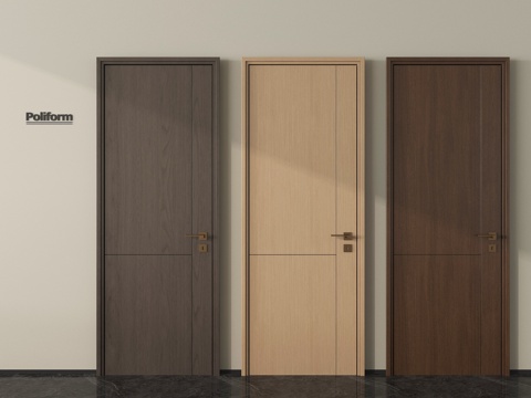 现代单开门 实木单开门 卧室门 极简门su模型