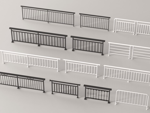  现代栏杆 护栏围栏 铁艺栏杆 扶手3d模型 