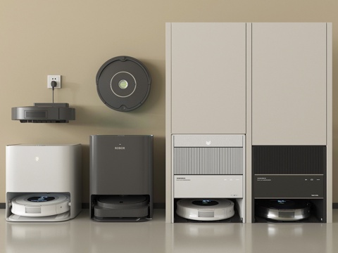 现代扫地机器人 自动扫地机su模型