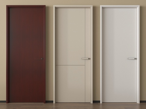 现代单开门 实木单开门 卧室门 极简门su模型