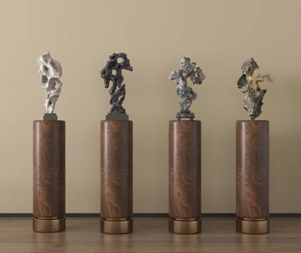 新中式雕塑摆件 异形雕塑su模型