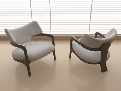 中古风休闲椅 单椅su模型