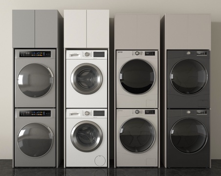  现代洗衣机 洗衣机 烘干机3d模型 