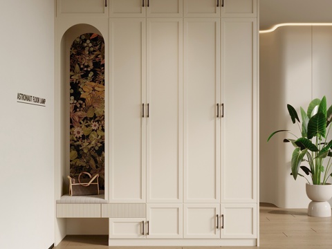 现代奶油风玄关柜 鞋柜su模型