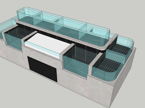 饭店海鲜水产品鱼池su模型