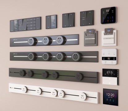 现代开关插座 轨道插座 智能开关面板su模型