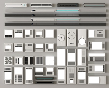 现代浴霸组合 集成浴霸 线性浴霸 排风取暖器 风暖机 排气扇su模型