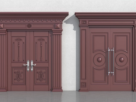 入户门 欧式大门su模型