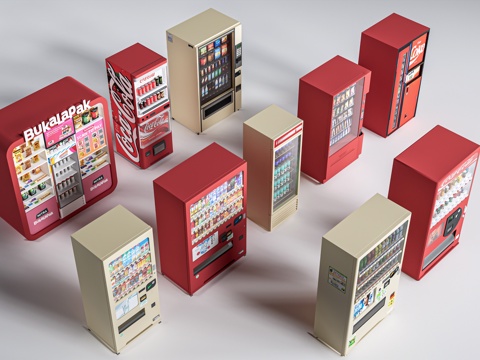 现代自动售卖机 冰柜 自助冷柜 贩卖机su模型