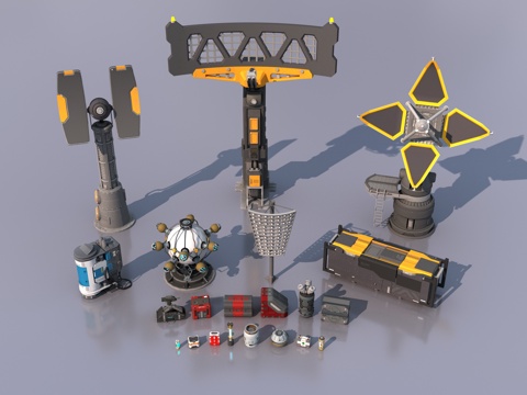  科幻风格物品3d模型 