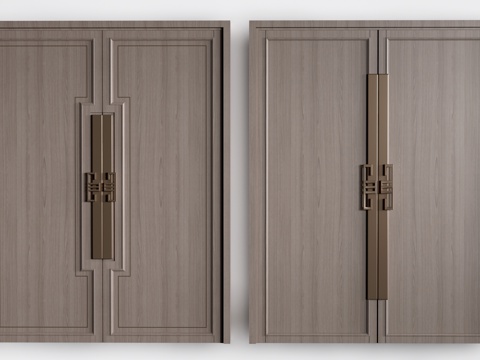 新中式木门 工装门 报告厅门 双开门 宴会厅门su模型