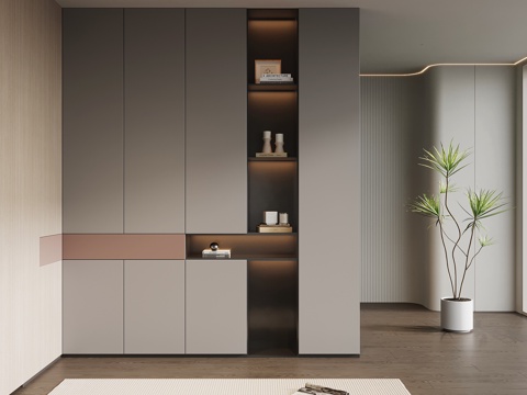 现代意式玄关 入户鞋柜su模型