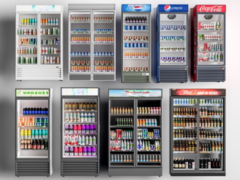 现代自动售卖机 冰柜 自助冷柜 贩卖机su模型