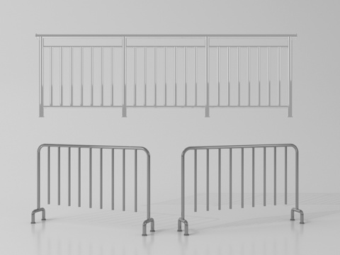 现代围栏护栏   防护栏 扶手  不锈钢栏杆su模型
