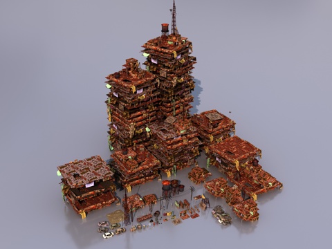  末日风格建筑3d模型 